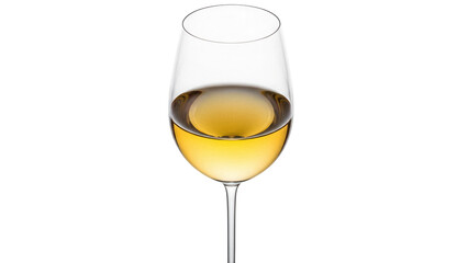 Elegant glass of white wine isolated PNG on transparent background, alcoholic beverage for celebrations and special occasions