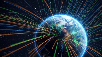 Global Network Connection - Data Transmission and Communication Across the World.