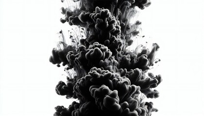 Black Ink in Water Macro Photography, Abstract Smoky Organic Shapes and Ten Drifting Patterns, Fluid Dynamics Art, Dark Ethereal Background