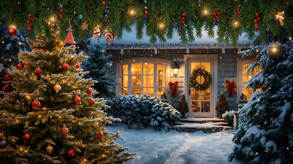 hello december in christmas background ai genrative