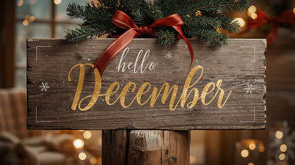 hello december in christmas background ai genrative