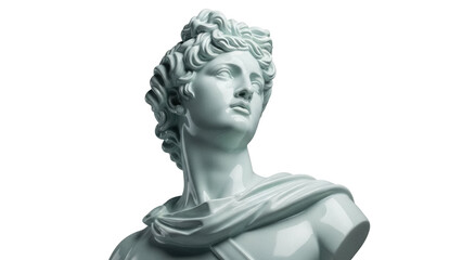 Apollo bust PNG isolated on transparent background, classical sculpture of Greek god for art and design projects