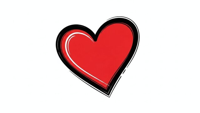 A bold red hand drawn heart with a textured black outline on a white background