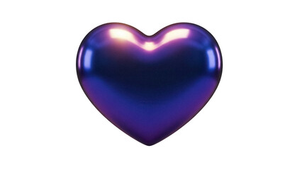 Shiny purple heart isolated PNG on transparent background, romantic love symbol for Valentine s Day and wedding designs, glossy 3D render