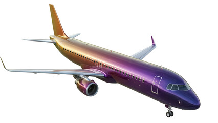 Modern passenger airplane isolated PNG on transparent background, colorful aircraft for travel and transportation design projects