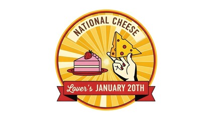 National cheese lovers day celebration with cake and cheese slice