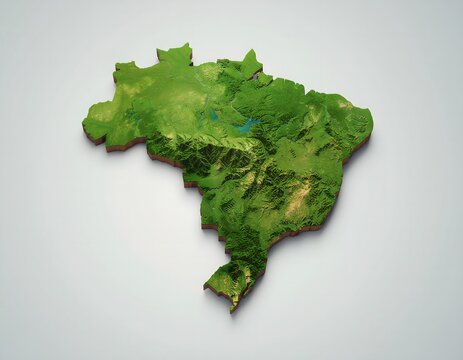 Minimalist 3D map of Brazil, Brasil's islands.