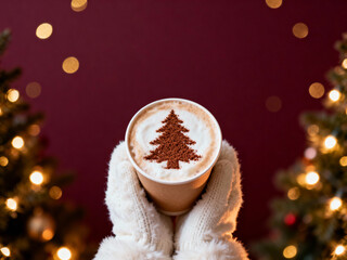 Christmas Coffee Cup with Winter Lights