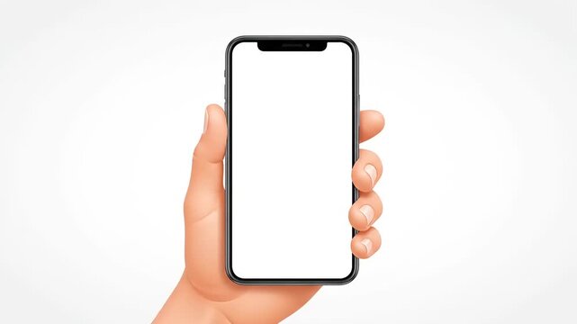 Realistic Hands Holding Phones Mockup with Blank White Screens for UI Designs