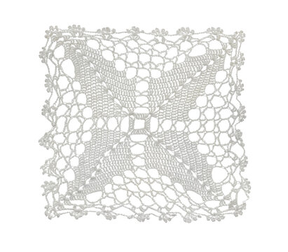Crocheted lace napkin isolated on a transparent background