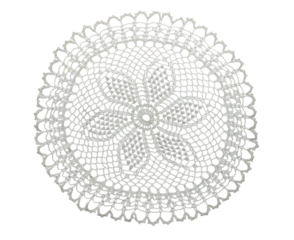 Crocheted lace napkin isolated on a transparent background