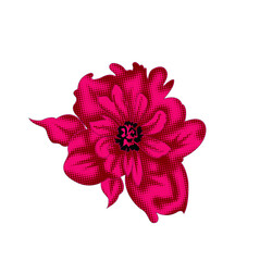 Floral Vector Art & Pink Flower Clipart &ndash; Cute Stylized Flower for Wallpaper, Invitations, Stickers & Home Decor | Retro Pop Art Flower with Black Center & Pointed Petals
