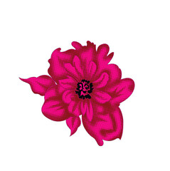 Floral Vector Art & Pink Flower Clipart &ndash; Cute Stylized Flower for Wallpaper, Invitations, Stickers & Home Decor | Retro Pop Art Flower with Black Center & Pointed Petals