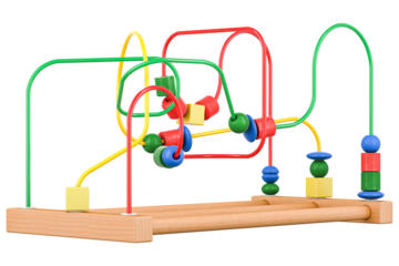 Wooden Wire Bead Maze, educational toy, transparent background