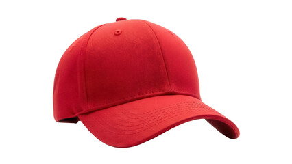 Red baseball cap PNG isolated on transparent background, classic headwear for sports and casual fashion design projects
