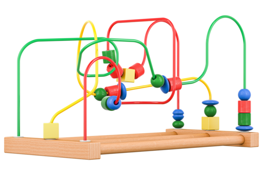 Wooden Wire Bead Maze, educational toy, transparent background - Powered by Adobe