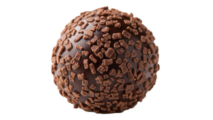 Delicious chocolate truffle covered in chocolate sprinkles isolated PNG, sweet dessert for confectionery and gourmet food concepts