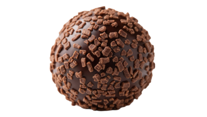 Delicious chocolate truffle covered in chocolate sprinkles isolated PNG, sweet dessert for confectionery and gourmet food concepts