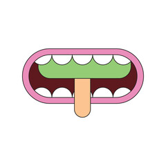 Illustration mouth monster eat ice cream