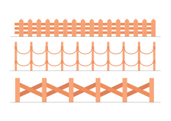 Illustration set wood fence unique design isolated