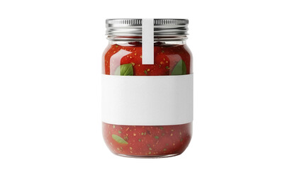 Jar of homemade tomato sauce PNG isolated on transparent background, canned food for pasta and Italian cuisine