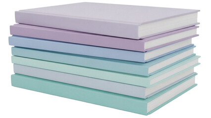 Stack of pastel colored books isolated PNG, pile of reading material for education and knowledge on transparent background
