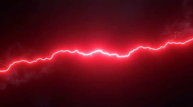 Vibrant red lightning bolt illuminating a dark smoky background - Powered by Adobe