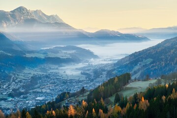 panorama of the mountains in autumn