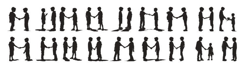 boy friendship silhouette clipart bundle