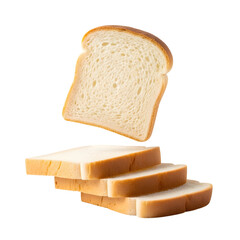 Fresh white bread levitates isolated on transparent background