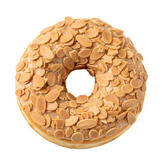 Almond-topped sweet donut. isolated on transparent background