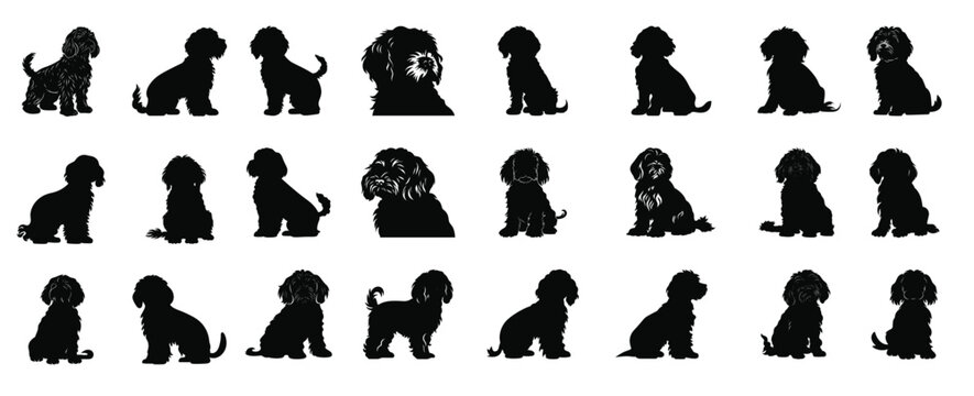 cockapoo silhouette clipart bundle