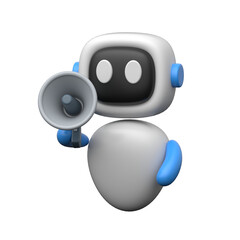 3D robot with megaphone representing automation and marketing bots