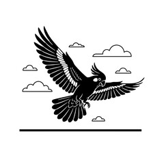 Cockatoo silhouette standing on minimal perch