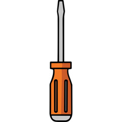 A Flathead Screwdriver With An Orange Handle And Silver Metal Shaft Isolated On A Black Background Representing A Tool For Repairs And Construction Work