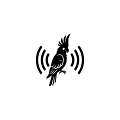 Cockatoo silhouette resting on minimal sun disc