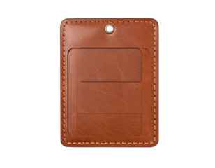 Classic Luggage Tag Front View with Blank Insert, Rectangular Design, isolated on transparent background