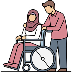 man in a wheelchair with a drum