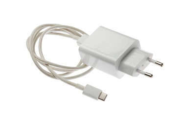 Smartphone charger with wire isolated on transparent background