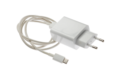 Smartphone charger with wire isolated on transparent background