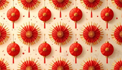 Lunar new year festive red rosette pattern