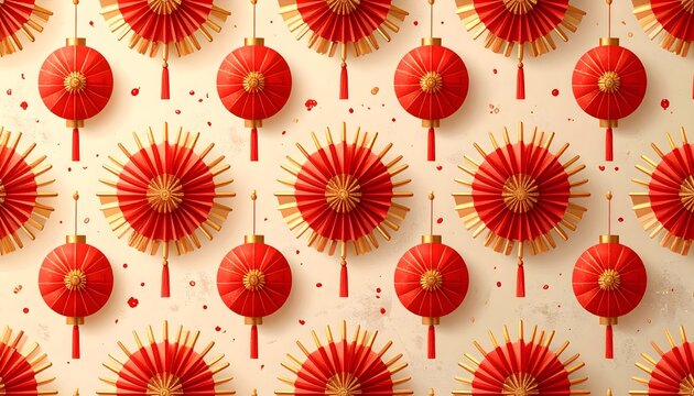 Lunar new year festive red rosette pattern