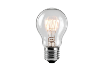 Idea light bulb glowing isolated on transparent background