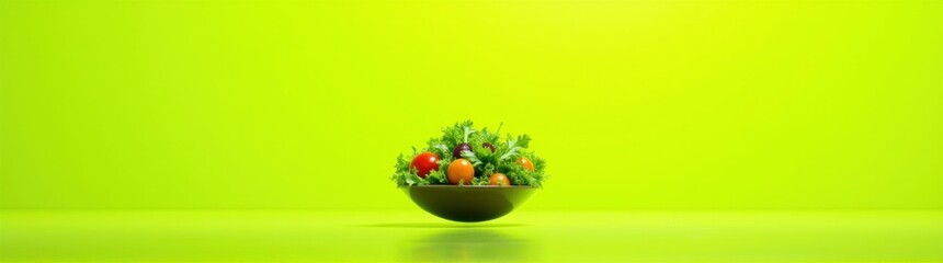 Bowl of vegetables on a table with a green background