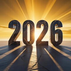 3D 2026 number design representing the year 2026 on   background