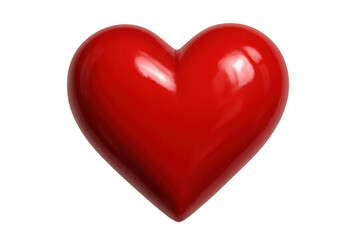 Red glossy heart icon creating a symbolic representation of love, romance, health, and passion on a transparent background