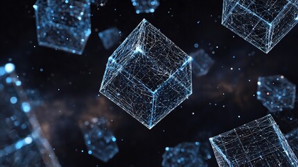 Abstract blockchain technology concept on futuristic background