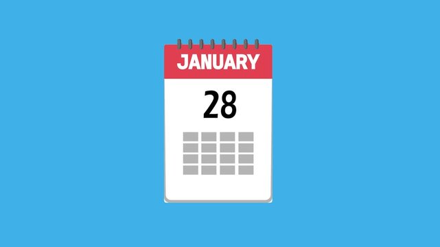 Animated calendar january month icon - Simple technology calendar with date concept on blue background - Calendar with the date January 31