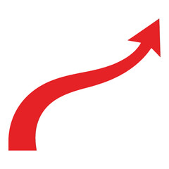 Red arrow curving upwards and to the right, indicating growth and progress
