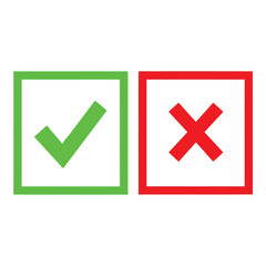Green check mark and red cross mark in squares, signifying correct and incorrect choices.